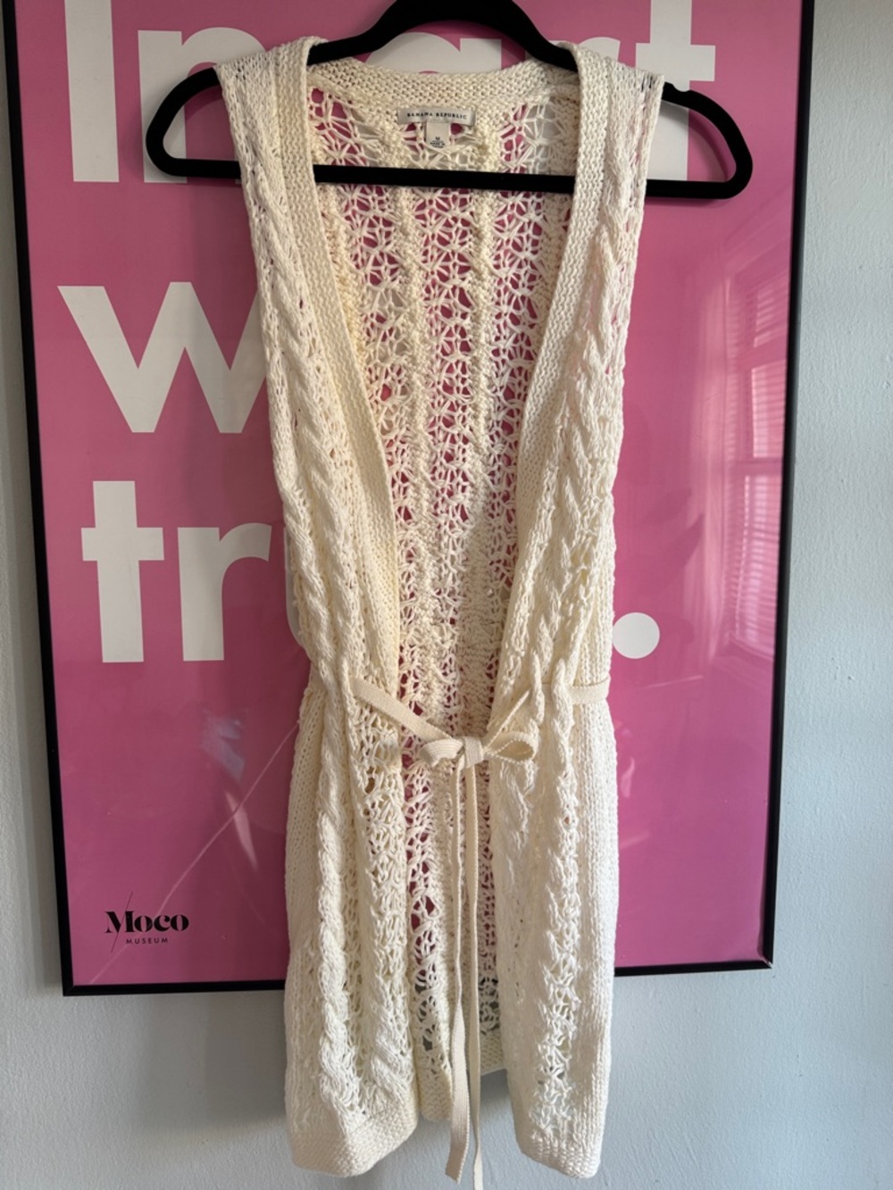 Banana Republic Cream Open-Weave Sleeveless Knit Vest